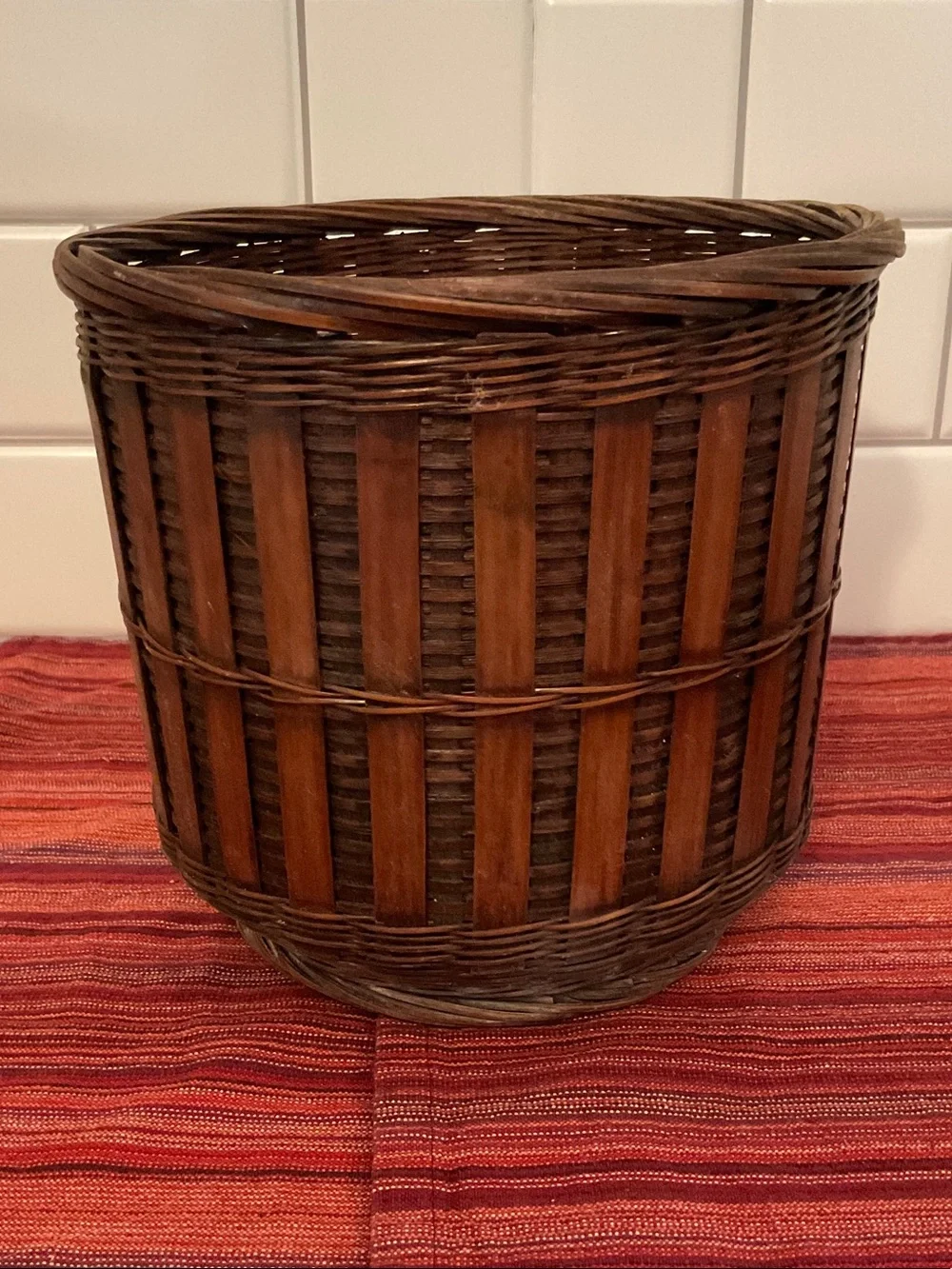Handwoven Brown Rattan Storage Basket - Classic Home Accent 7”